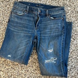 WHBM embroidered distressed jeans